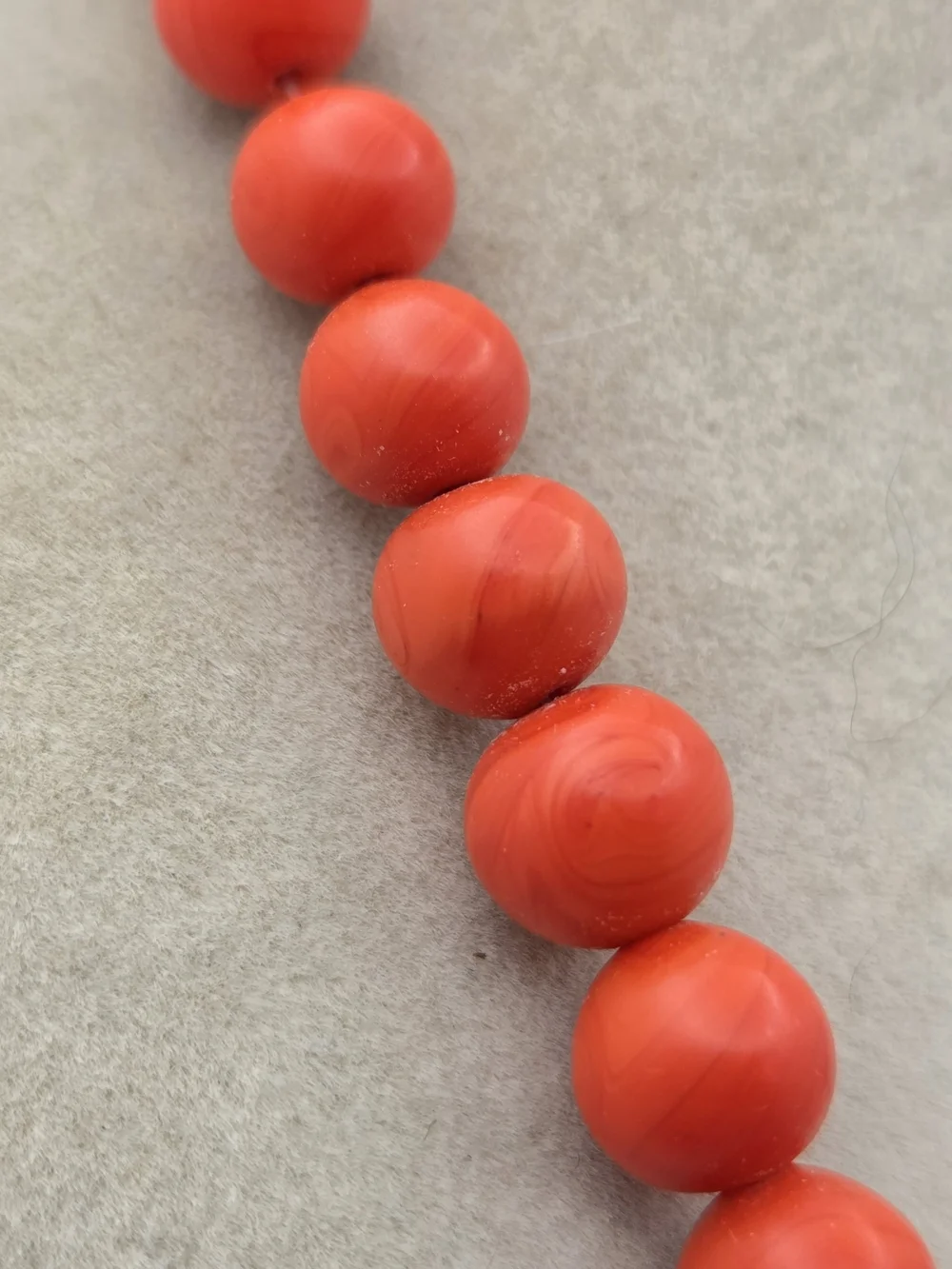 Vintage Orange Slag Glass Graduated Bead Necklace 19